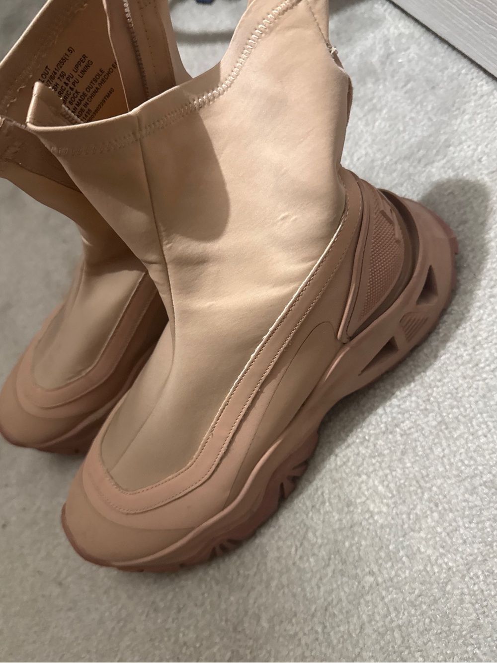 Steve Madden Nude/Tan Lace-Up Chunky Platform Boots